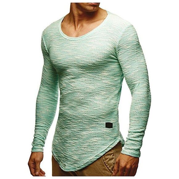 Leif Nelson Slim Fit Basic Knitted Shirt Mens Sz XL Mint Green Long Sleeve - Picture 1 of 14